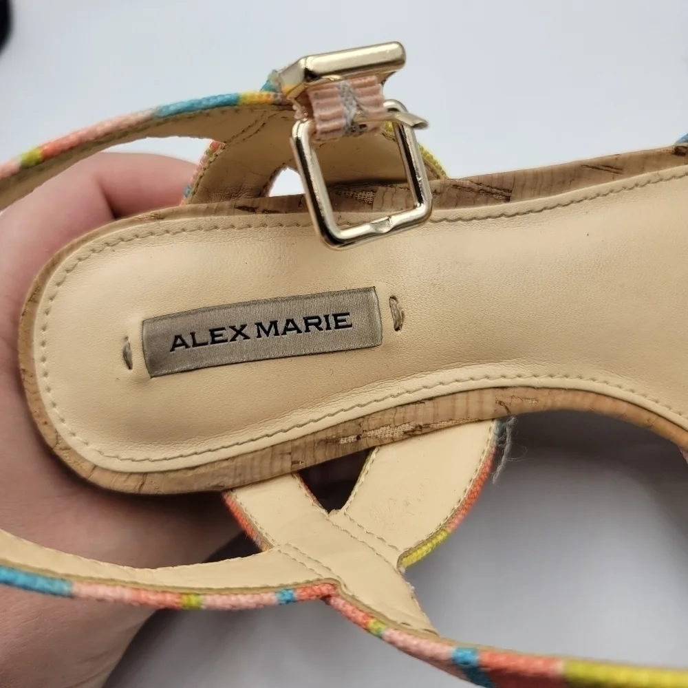 Alex Marie Bright Striped Wedge Heel Sz 6.5